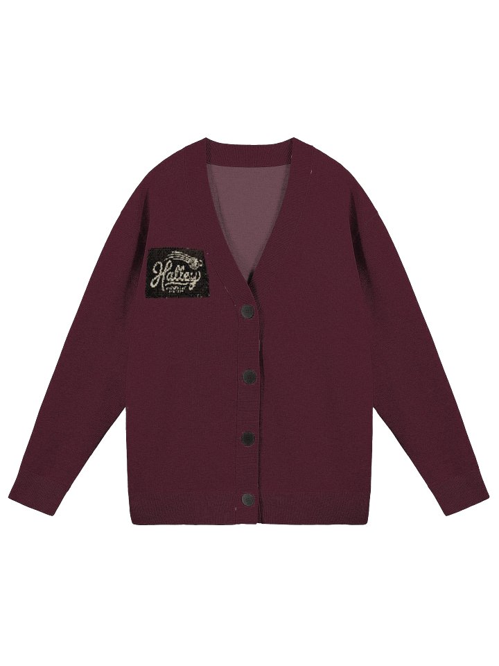 Burgundy Knitted Cardigan Without Pocket product image (2)