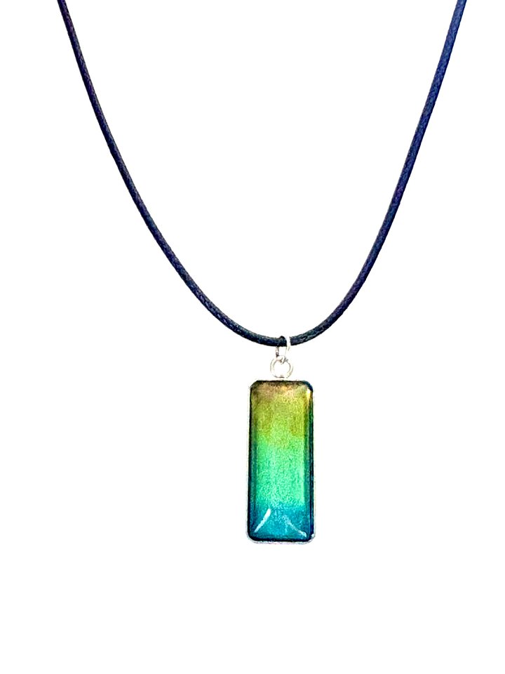 MFD-00157 | Electric Tide Pendant Necklace | Blue to Green Gradient | Rectangle Cabochon | Monique Faella Designs™ product image (2)
