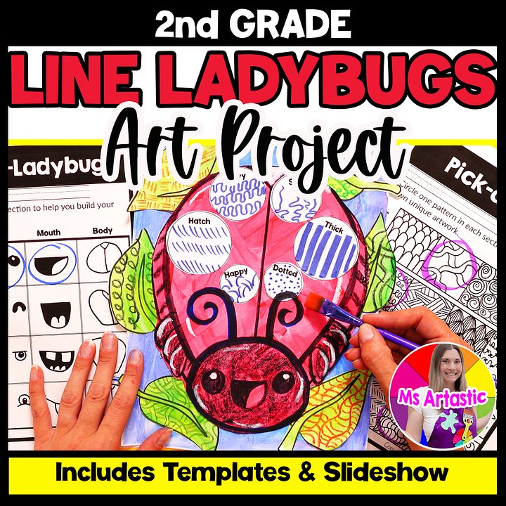 Line Ladybug Art Lesson 2nd Grade Types of Lines Art Project Ladybug Art Activity BTS product image (1)