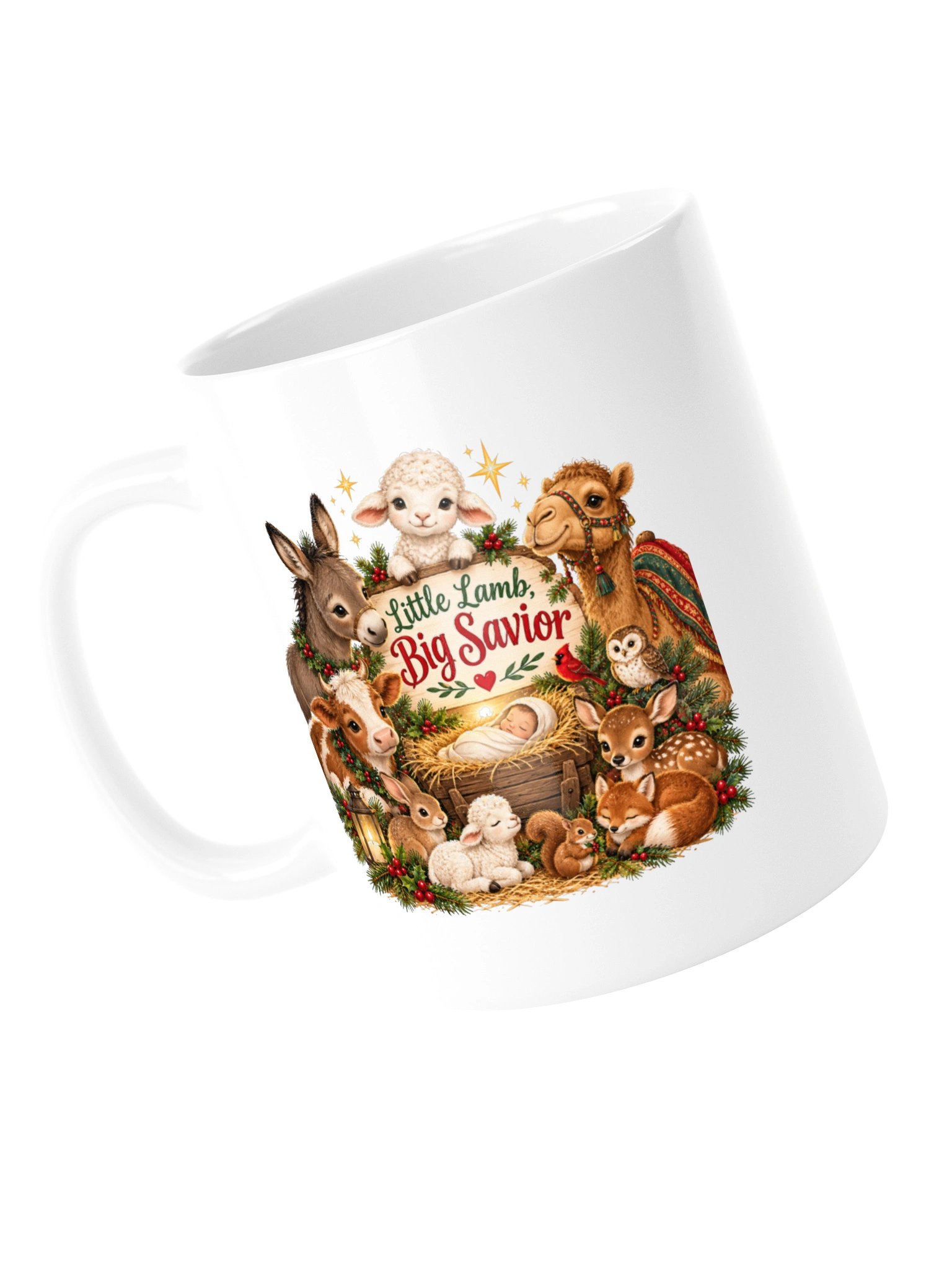 Little Lamb Big Savior Mug | Christian Christmas Nativity Mug | Cute Lamb & Animal Christmas Gift product image (7)