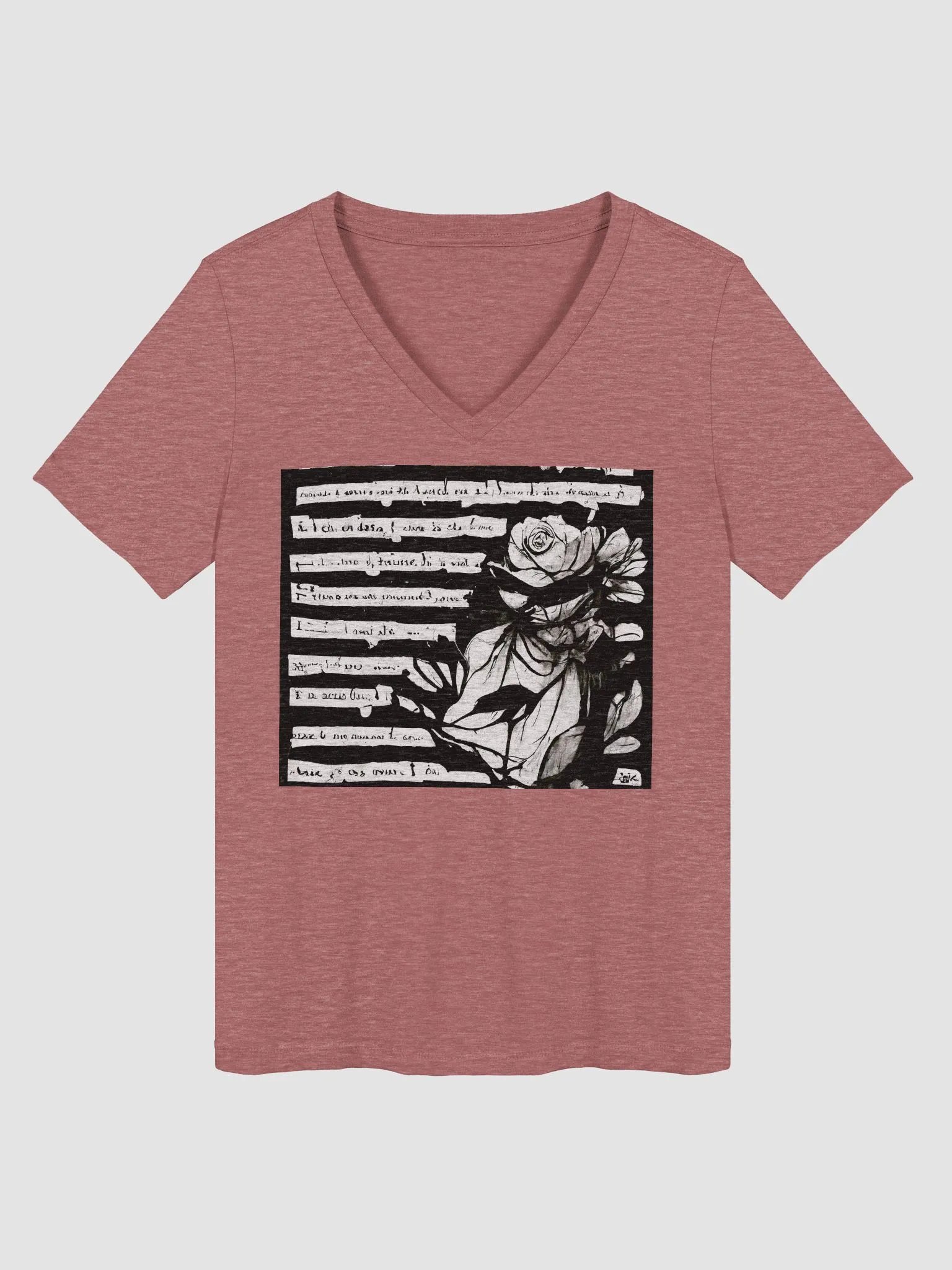 Monochrome Rose V-Neck Tee product image (1)