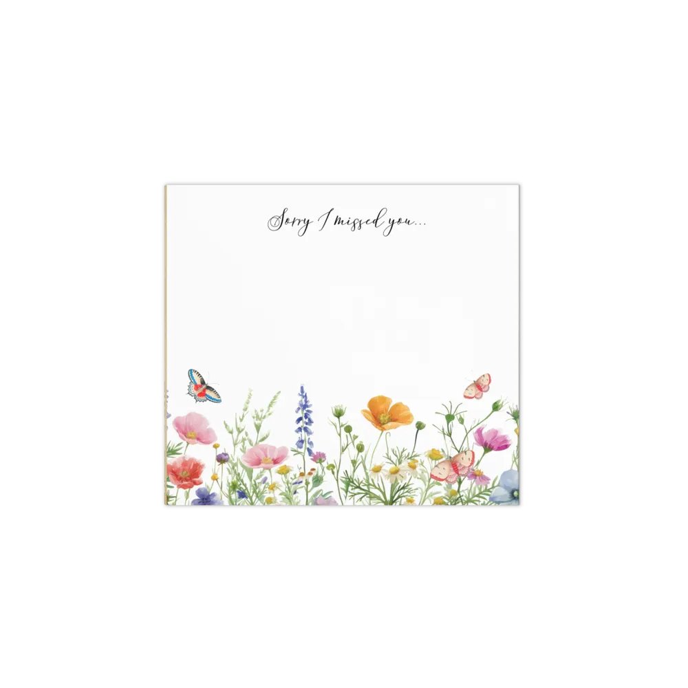 'Sorry I Missed You' Floral Butterflies Notepad product image (1)