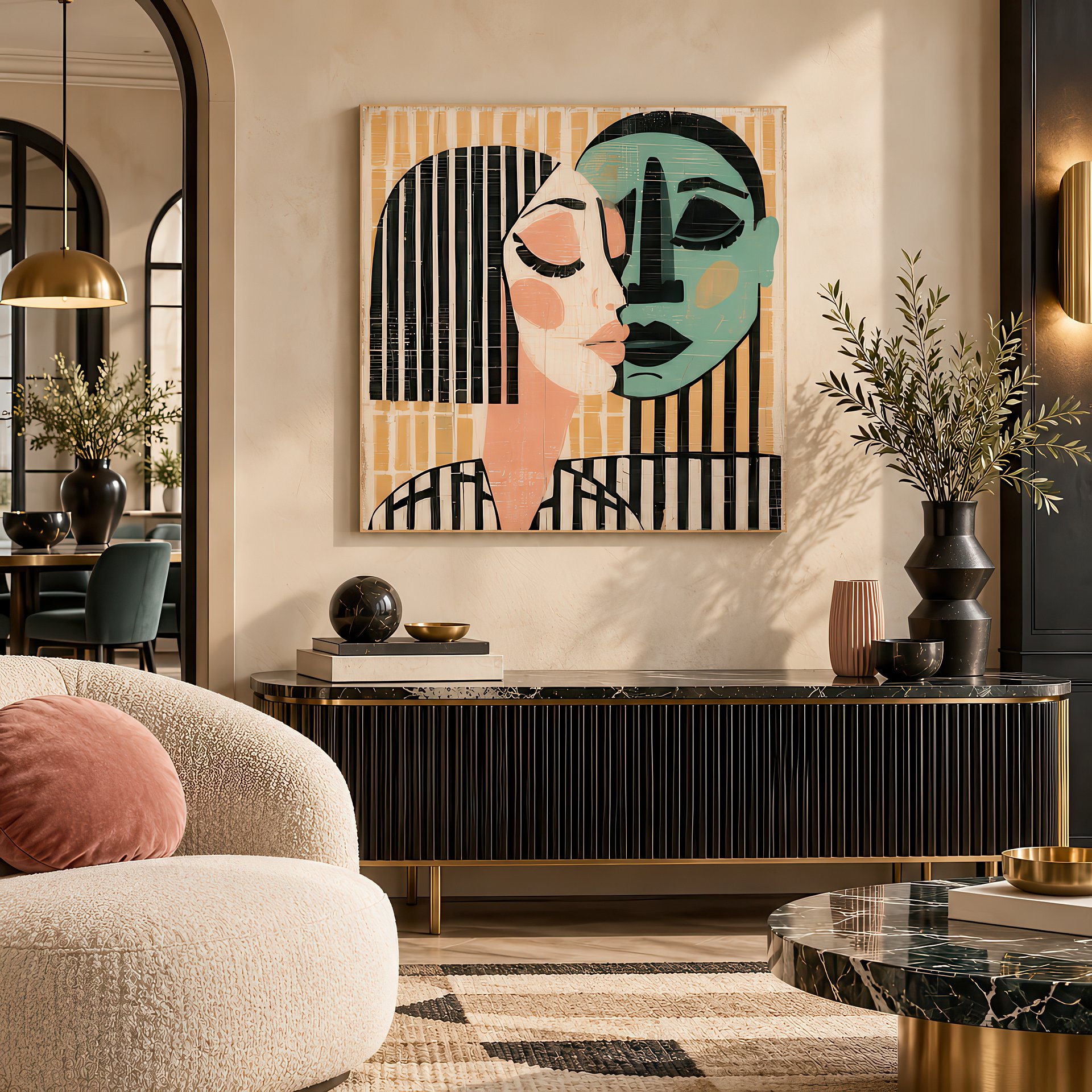 Le Baiser | Mid-Century Lovers Birch Wood Art | Wall Decor | 24x24″ (60x60 cm) product image (3)