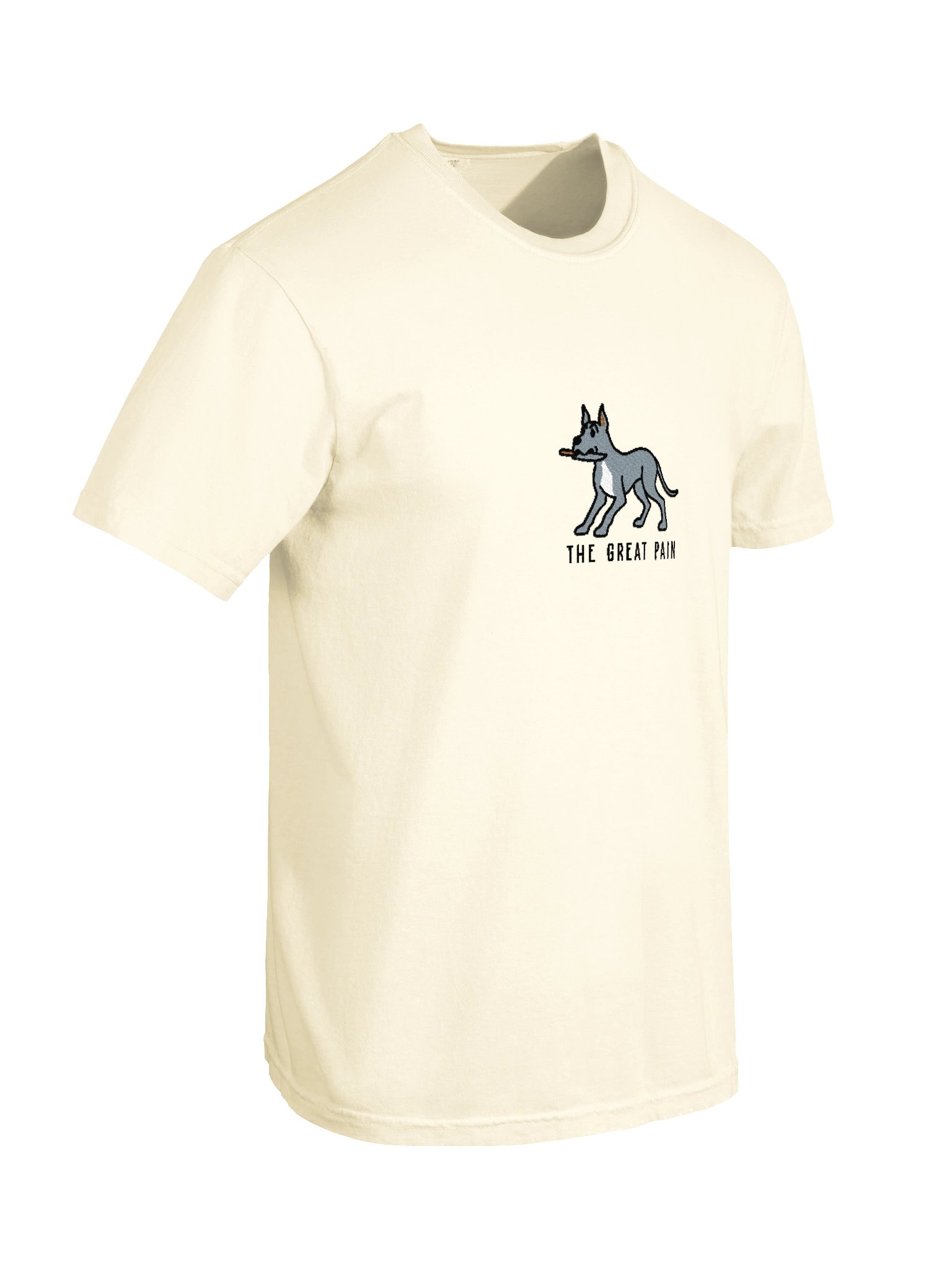 The Great Pain Funny Chibi-Style Embroidered T-Shirt for Great Dane(Blue, Cropped Ears) Owners product image (118)