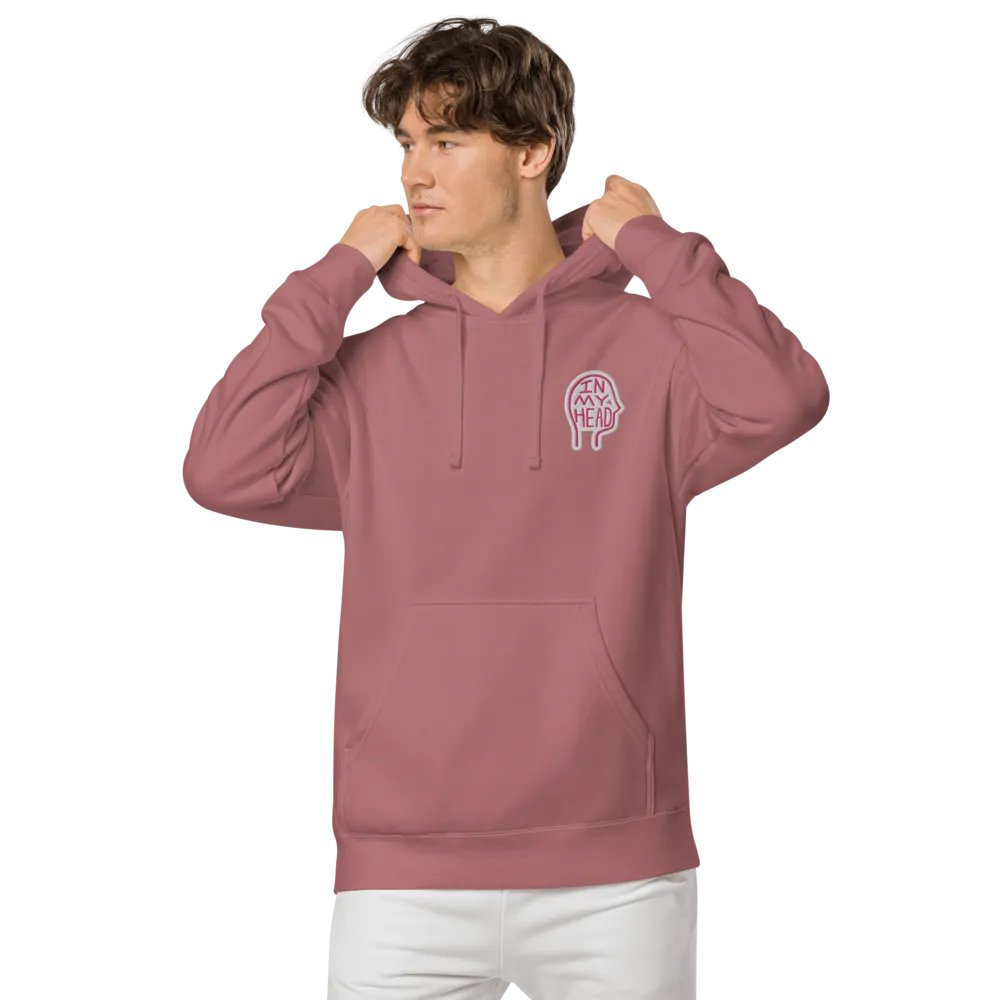 In My Head (L.C. pink bubble design) embroidered pigment hoodie product image (6)