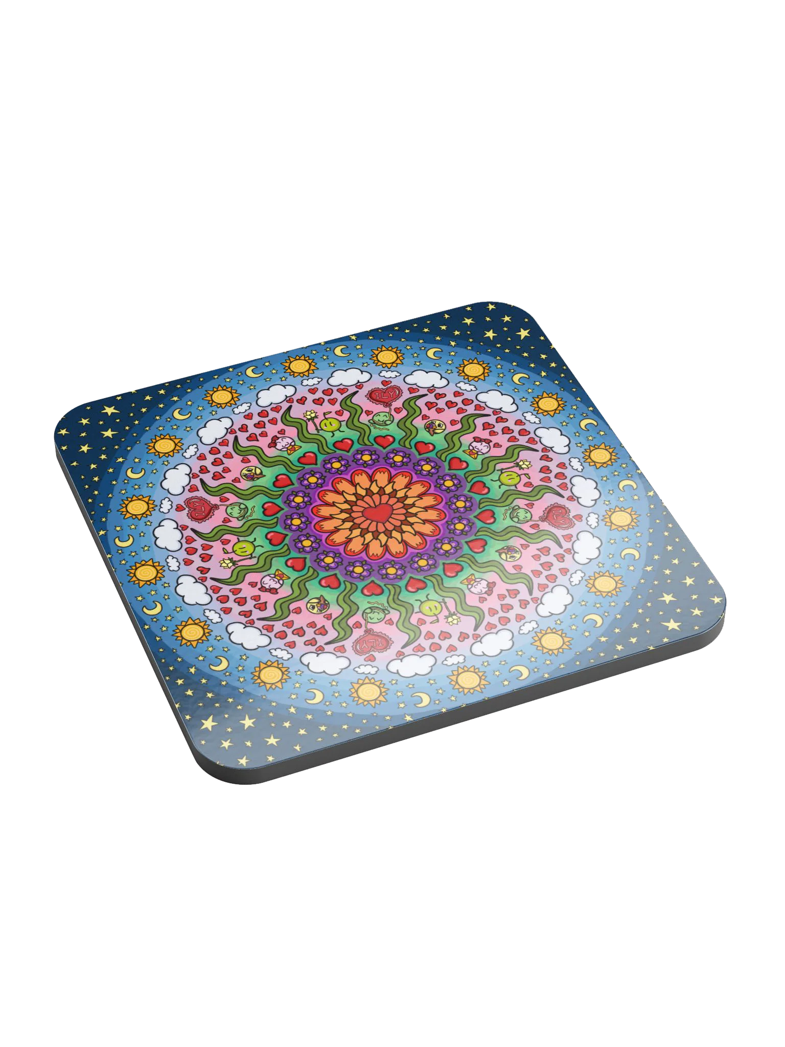 Dango Valentines Mandala - Glossed Cork Coaster product image (1)