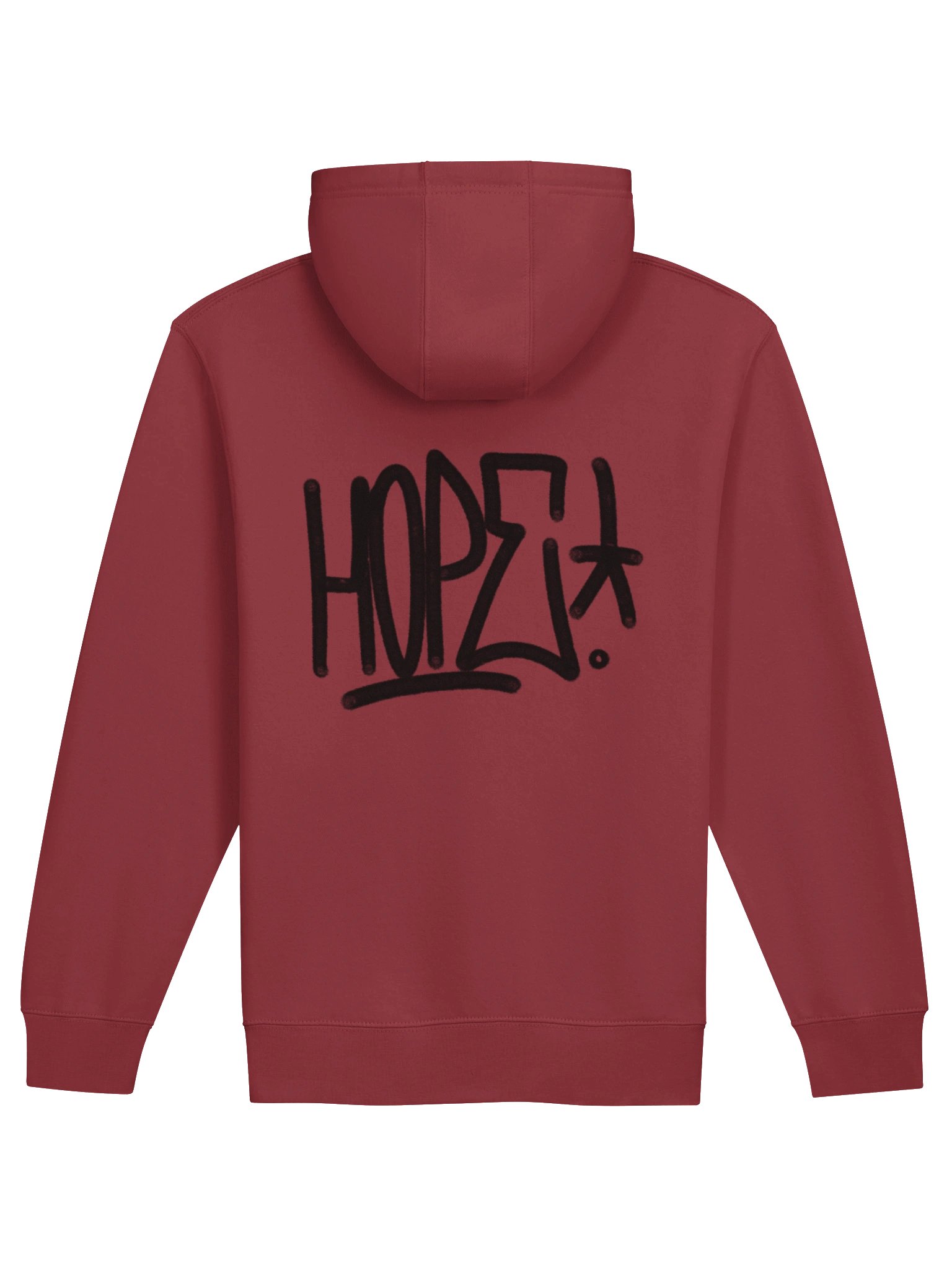 Hidenza Graffiti Hoodie – Burgundy Red Oversized Streetwear Pullover with Back Graphic product image (2)
