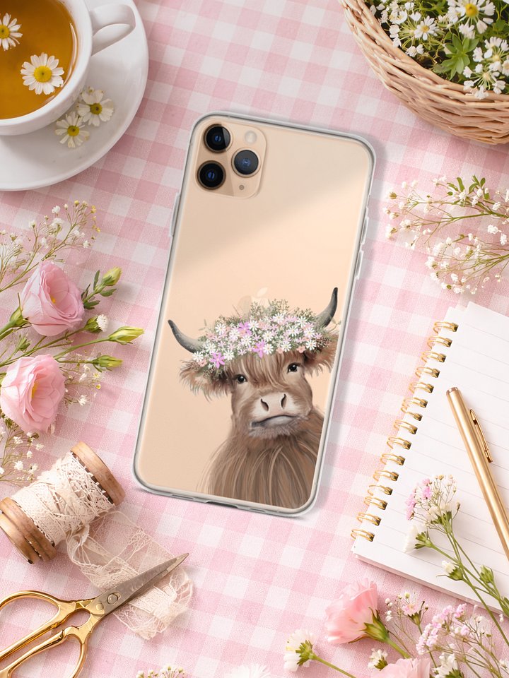 Cute Highland Cow Floral Crown iPhone® Clear Case product image (2)