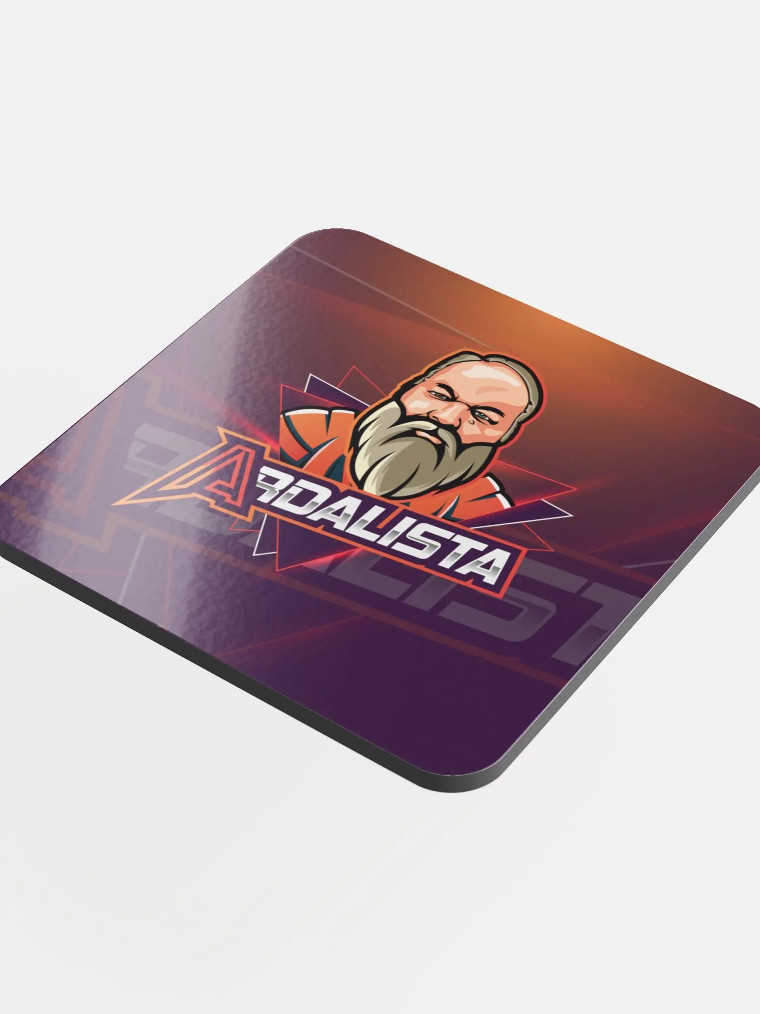 Bearded Man Geo Logo Glossed Cork Coaster product image (4)