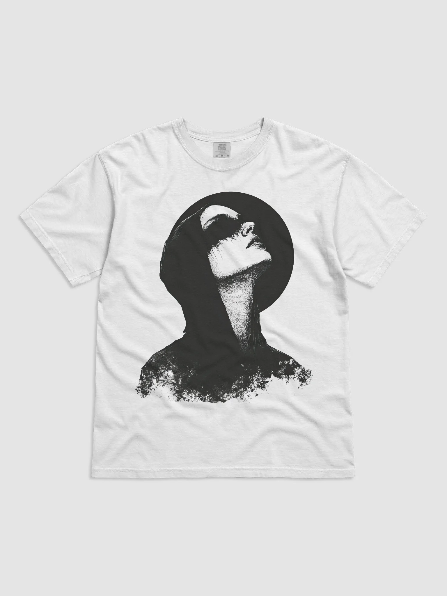 Moon Hooded Woman White Short-Sleeve Graphic T-Shirt product image (1)