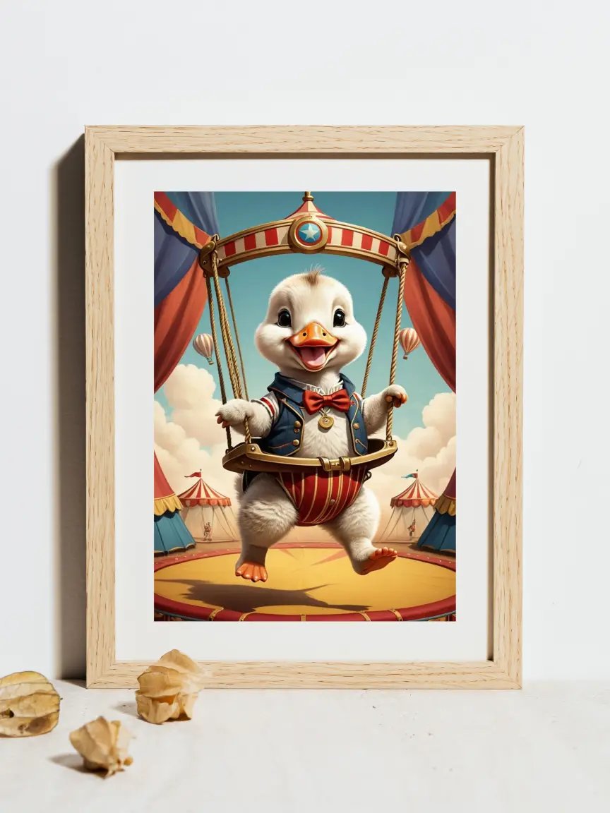Circus Baby Goose on a Swing Kid Nursery Print Child Wall Art product image (3)