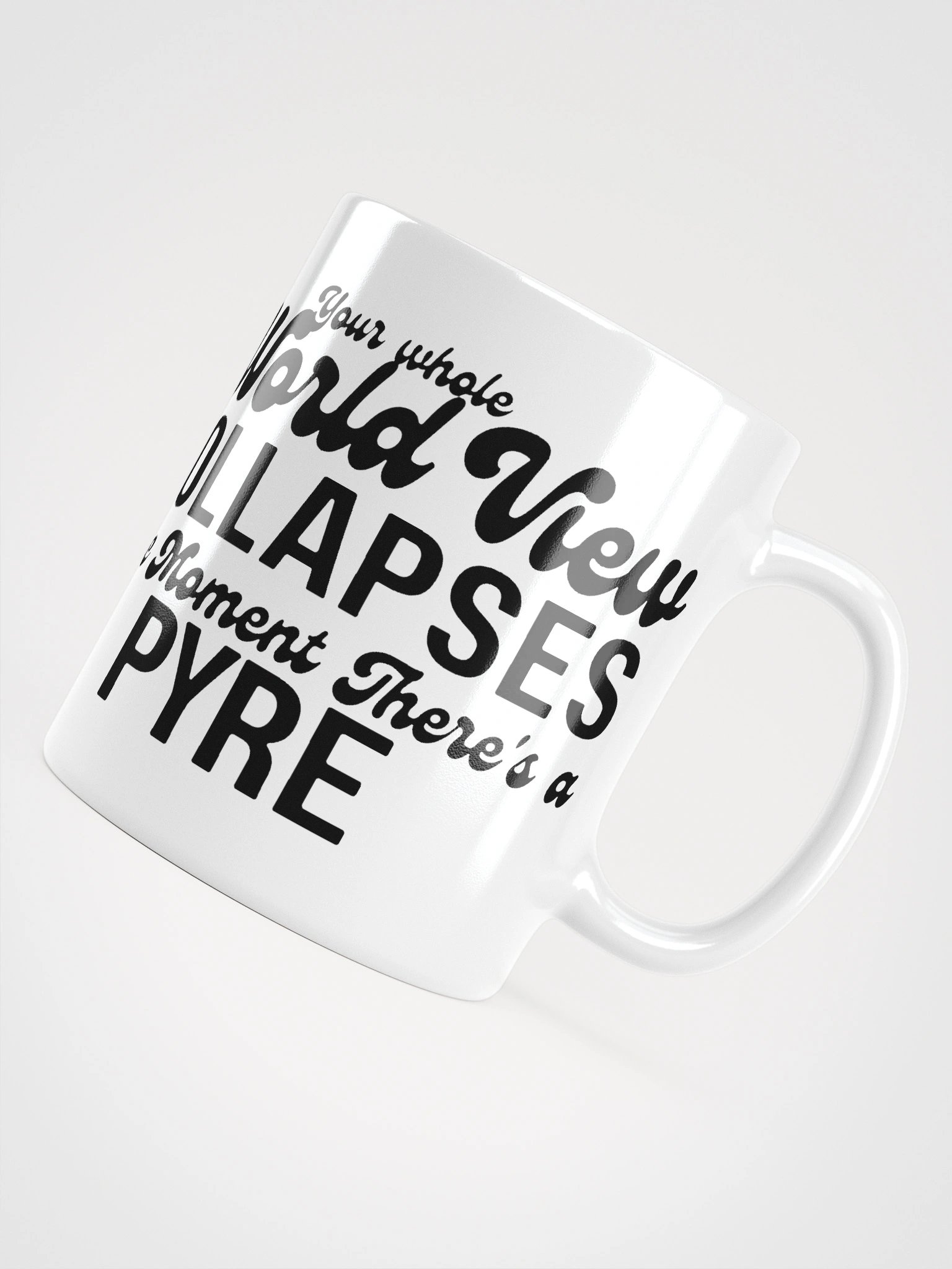 Whole world view set on fire | White Glossy Mug by Mugz | Left handed product image (3)