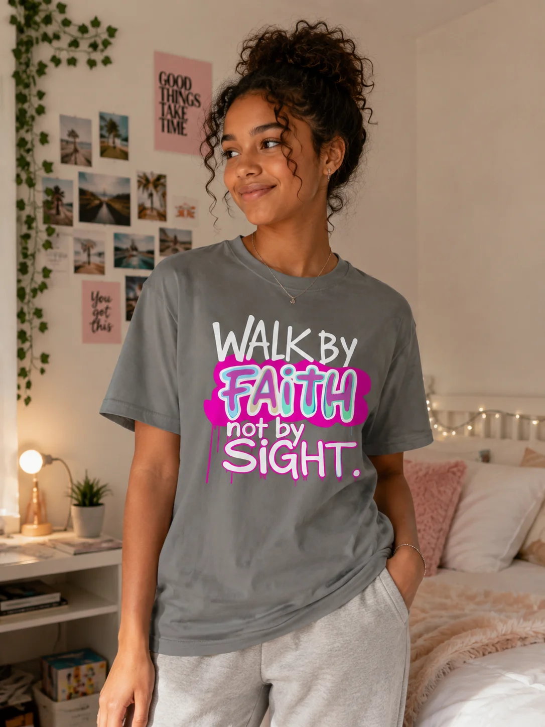 Walk By Faith Girls Bible Verse T-Shirt product image (3)