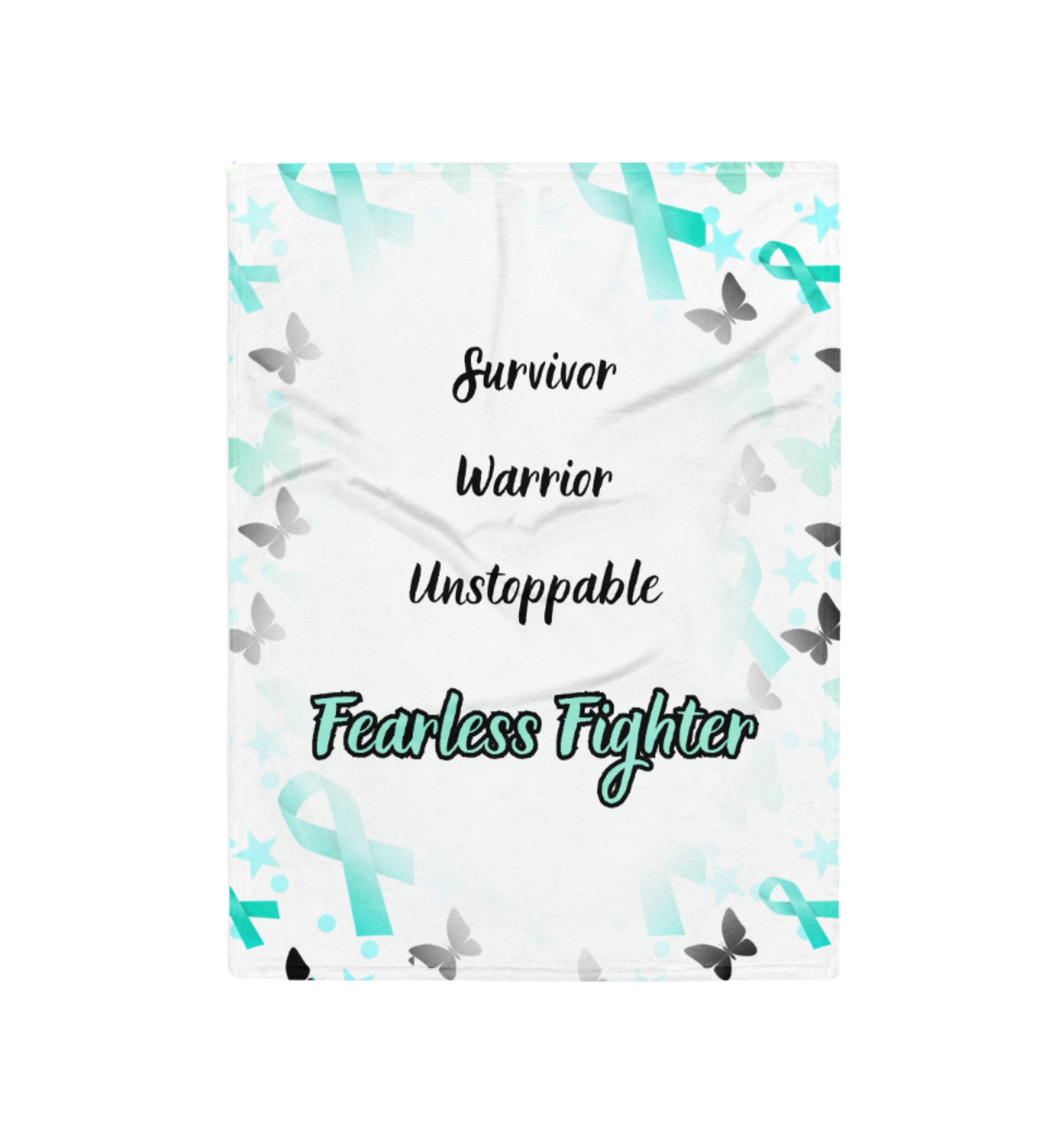 Ovarian Cancer - Fearless Fighter Words Throw Blanket product image (1)