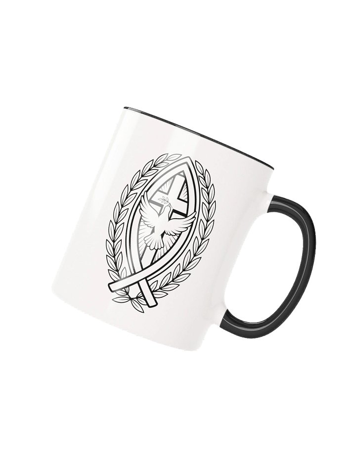 Christian Symbols Mug, Ichthus Cross Dove Olive Branch Design, Faith-Based Gift, 11oz Ceramic Coffee Cup product image (2)