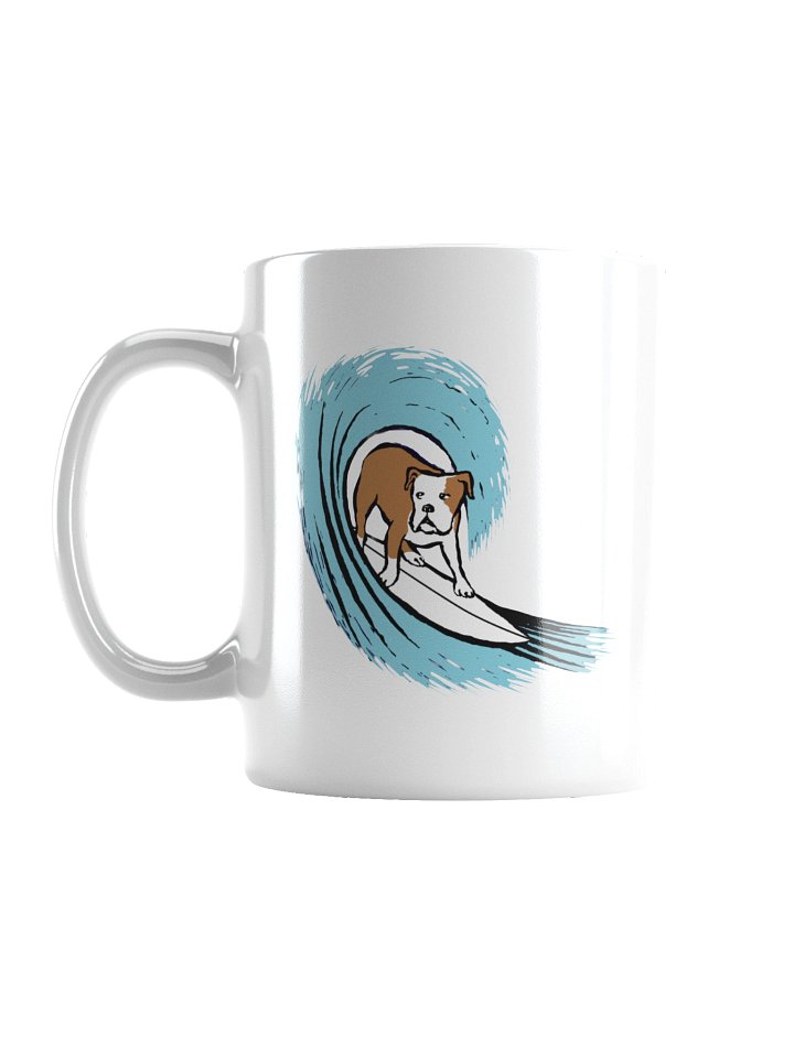 Surfing Bulldog White Glossy Mug product image (1)