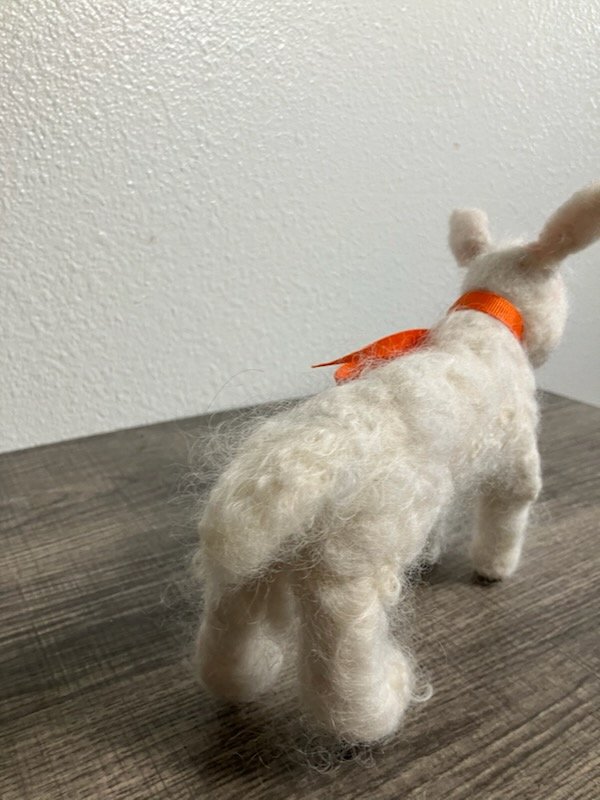 Hand-Felted Wool Lamb Sculpture - Poseable "Contented" Sheep - One-of-a-Kind Heirloom Nursery Decor Product product image (7)