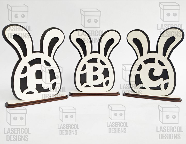 Easter Bunny Monogram Set 4 (3 Sizes) - Laser Cut Files product image (2)