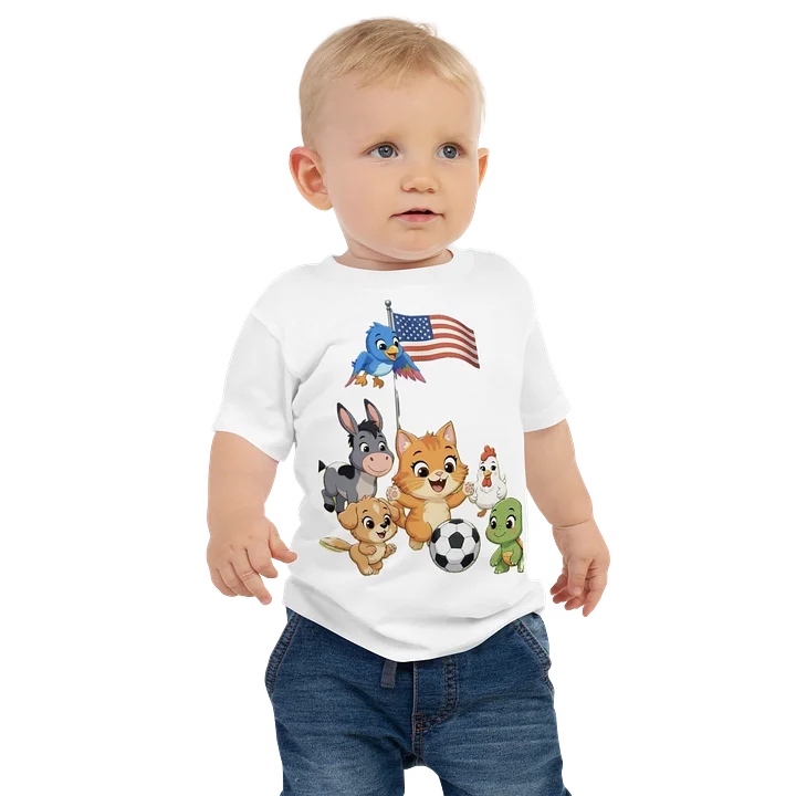 Farm Animal Soccer American Flag Baby Tee product image (1)