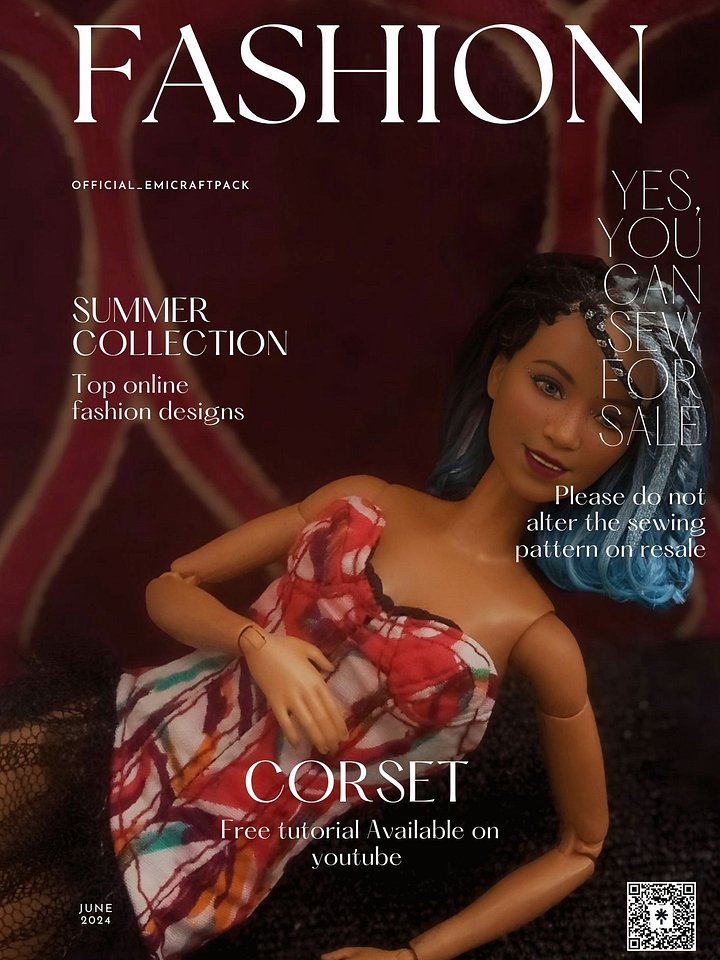 11 Inch Doll Corset Sewing Pattern PDF – Miniature Fashion Doll Top – Printable Doll Clothes – Sew to Sell product image (1)