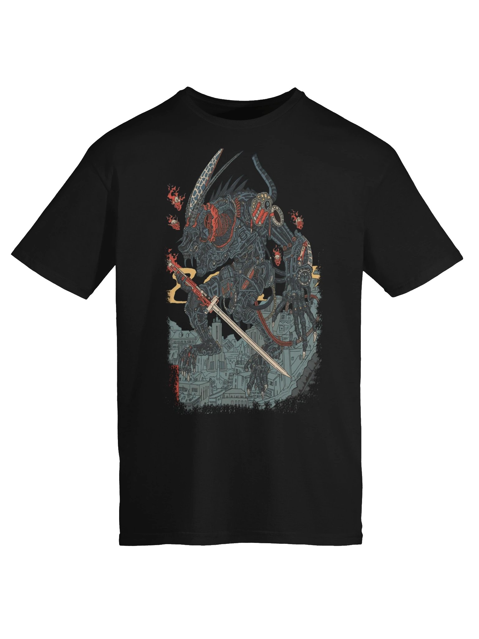 Mecha Demon Over City T-Shirt product image (4)