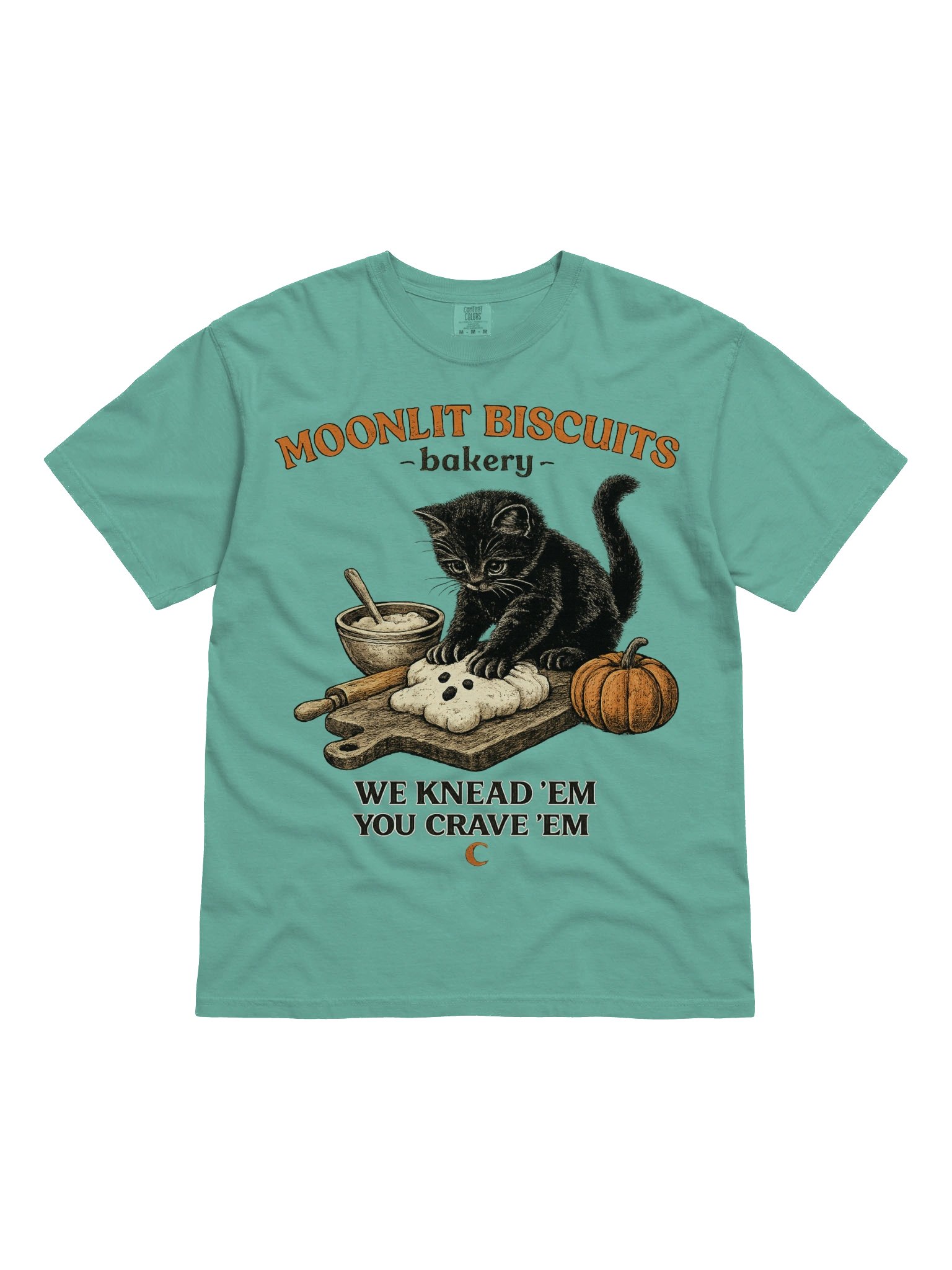 Moonlit Biscuits Cat T-Shirt | Cozy Black Cat Bakery product image (7)