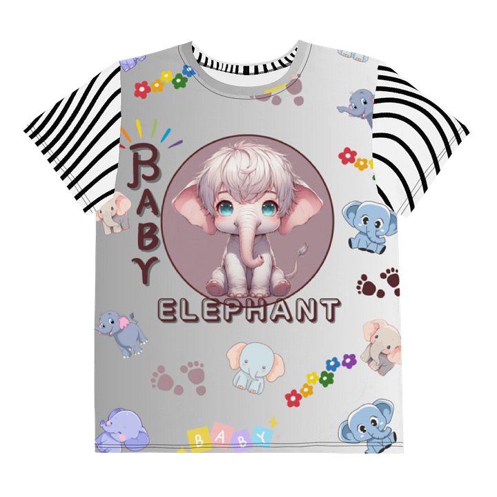 KIDS- GIRL TEE -BABY ELEPHANTS (GRADIENT) - All-Over Print Youth Crew Neck T-Shirt product image (1)