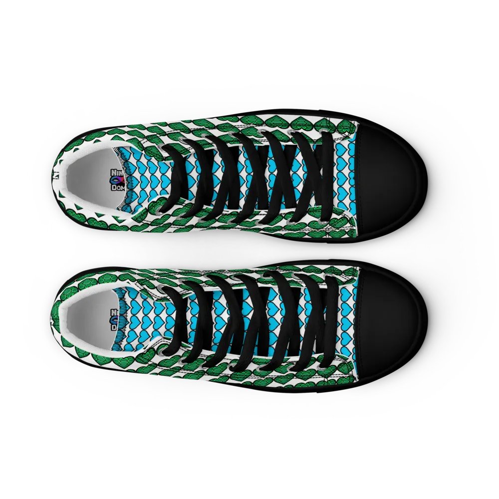 Ninja Teal Heart Women's High Top Canvas Shoes product image (2)