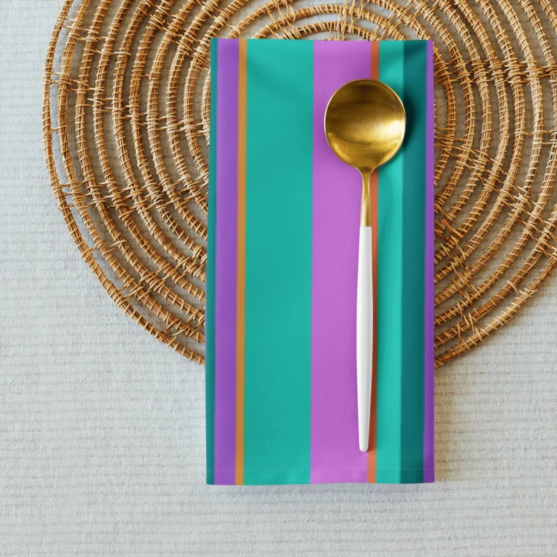 Set of Colorful Striped Party Time! Cloth Napkins product image (4)