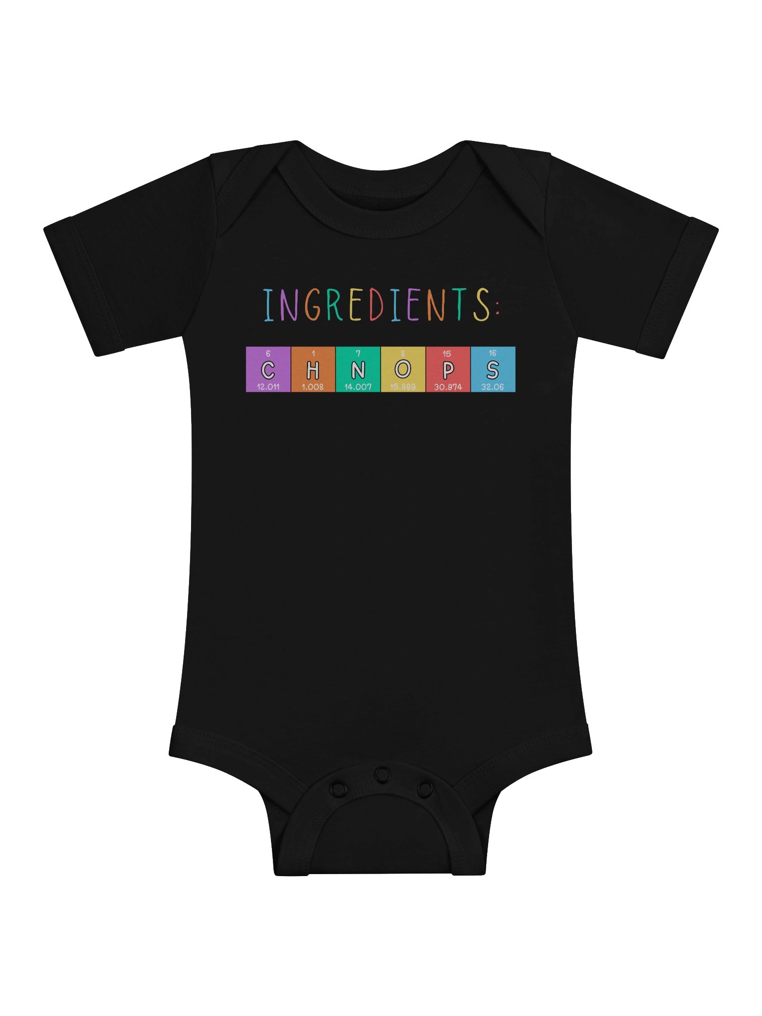 CHNOPS Elements of Life - Science Baby Onesie in Black product image (1)