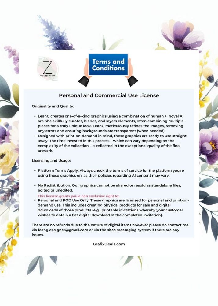 Purple Yellow Floral Graphics Bundle Commercial POD Use Clipart. product image (4)