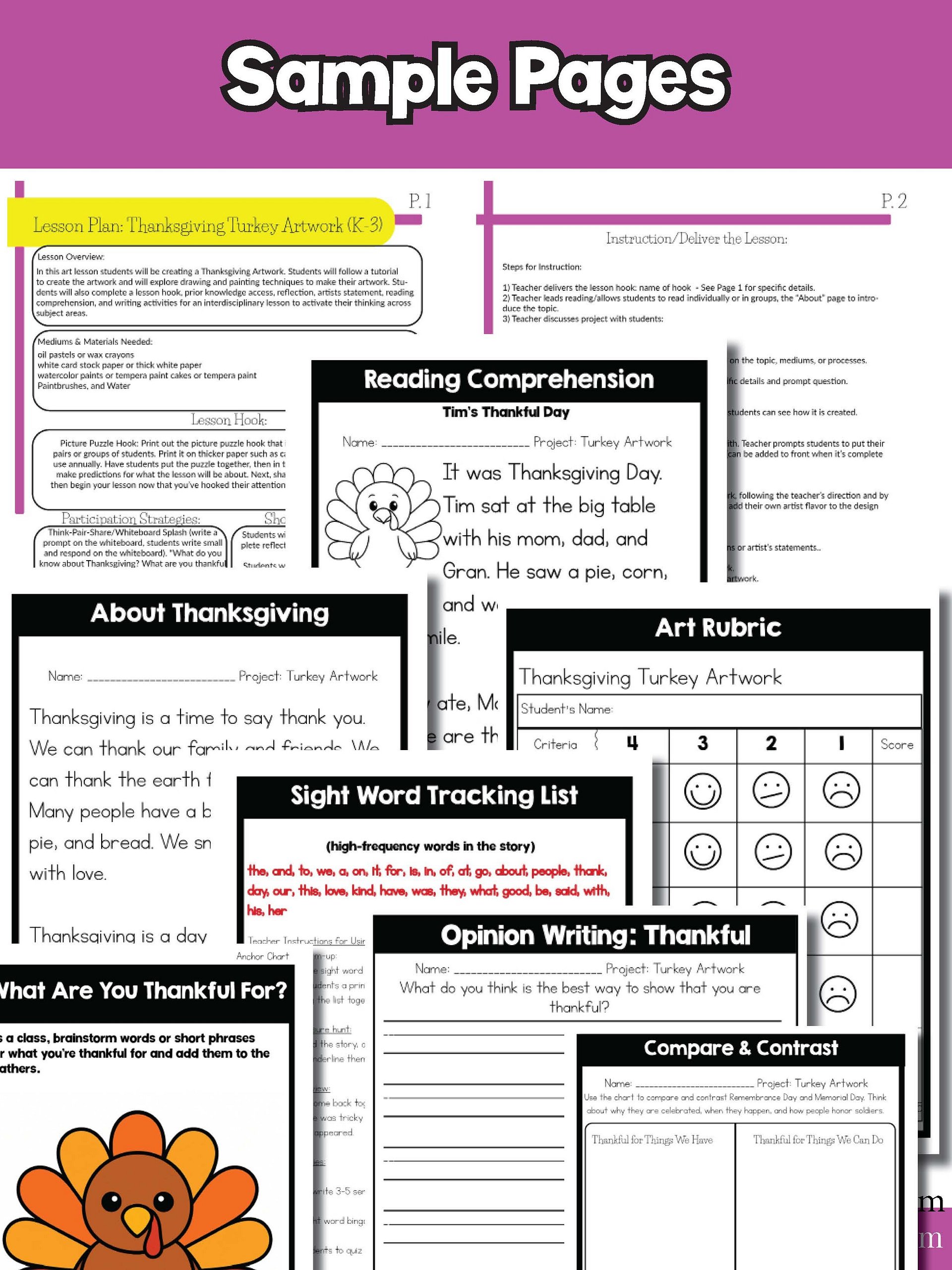 Thanksgiving Art Lesson Turkey Art Project Thanksgiving Art Activity K to 3 product image (8)