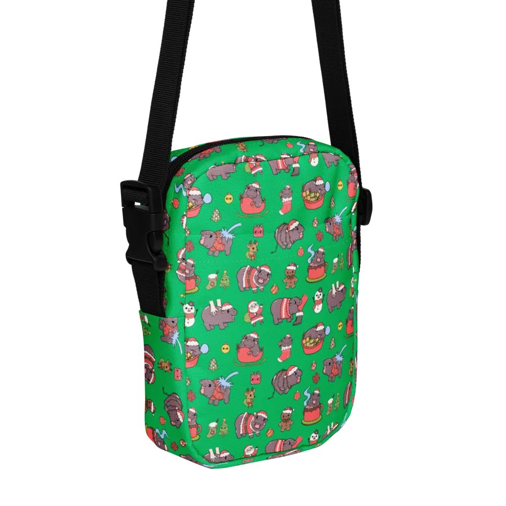 MOODENG'S GREEN CHRISTMAS UTILITY CROSSBODY BAG! product image (5)