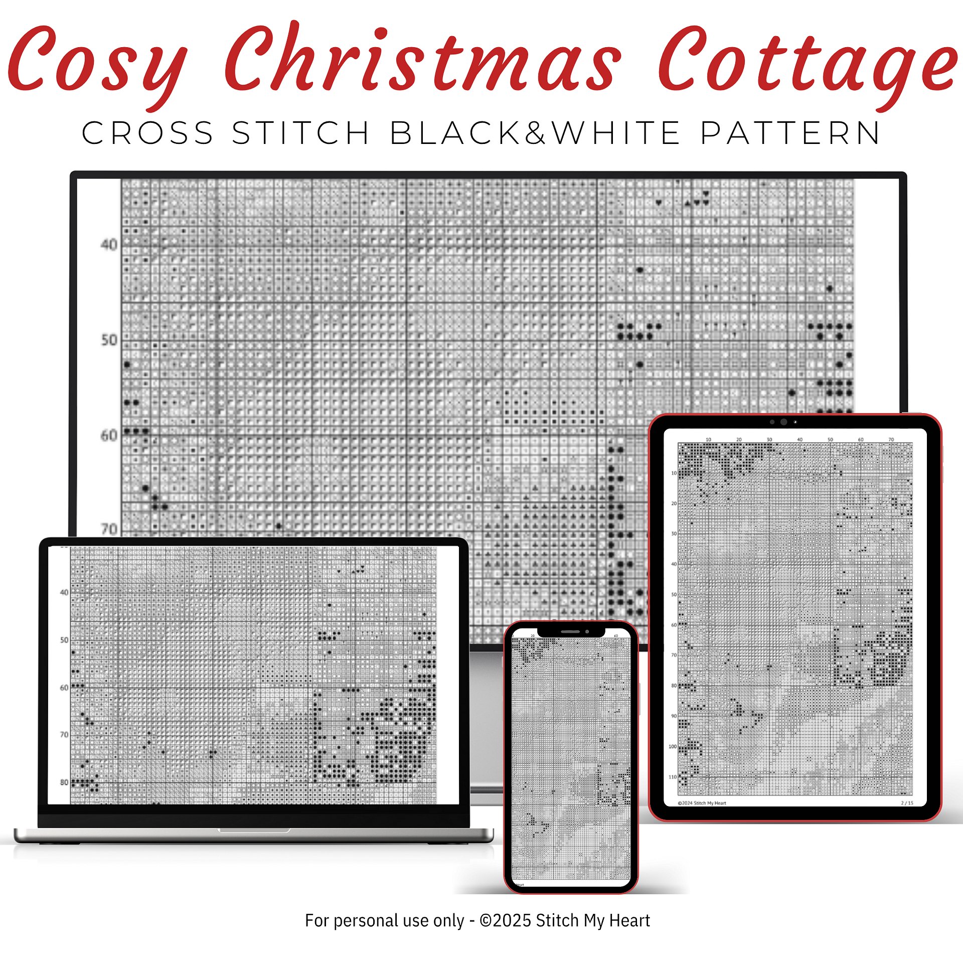 Cozy Christmas Cottage Cross Stitch Pattern product image (4)