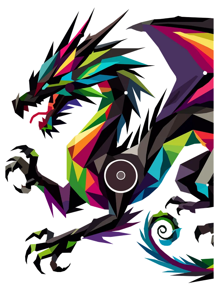 Free Geometric Dragon PNG Art - Transparent Background, Vibrant Low Poly Illustration product image (1)