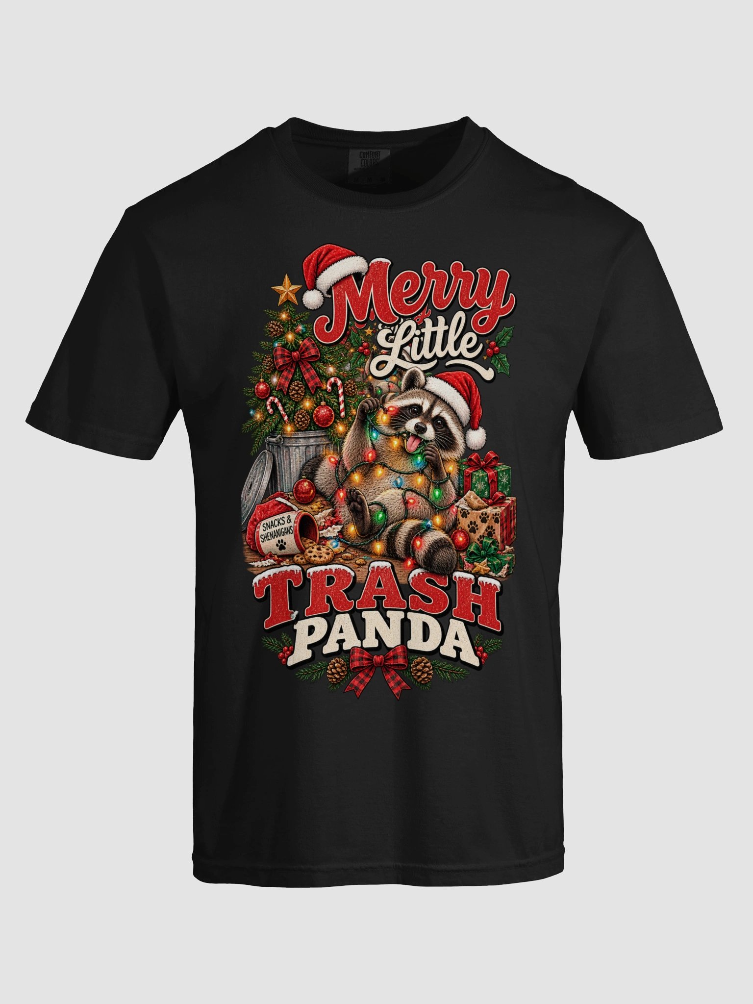 Merry Little Trash Panda Christmas Shirt | Funny Raccoon Holiday Tee product image (1)
