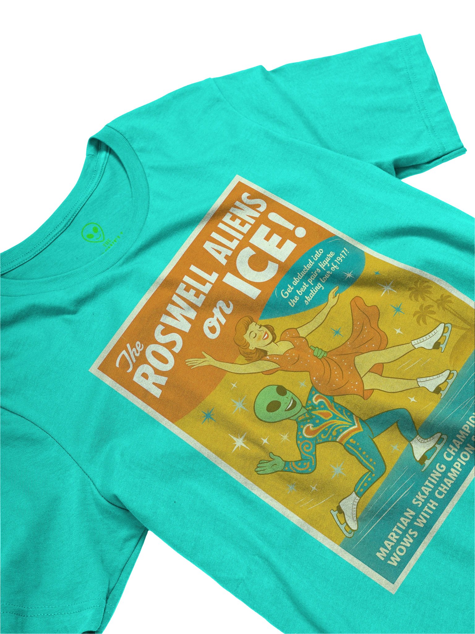 Roswell Aliens on Ice! Figure Skating Tour 1947 Retro Concert Tee Fit Unisex T-Shirt product image (63)