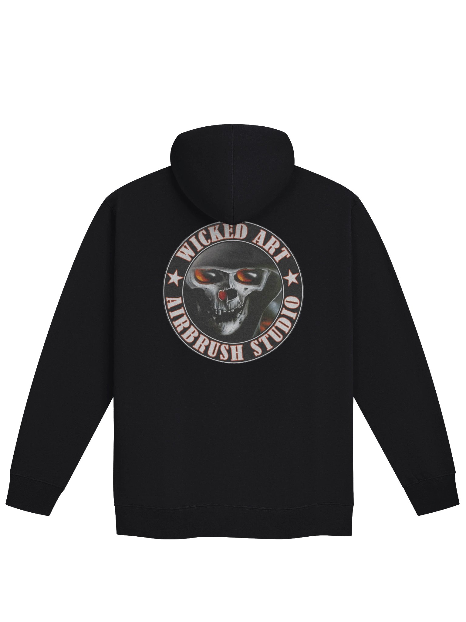 Wicked Art Dual-Print Zip Hoodie — Skull Emblem Back + Crimson Crest Front product image (2)