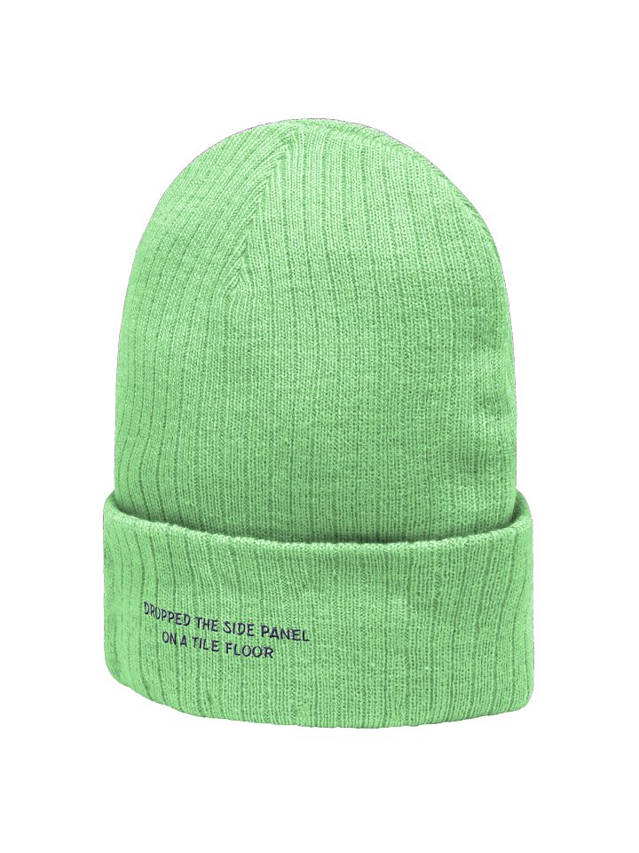DROPPED THE SIDE PANEL ON A TILE FLOOR. Meme Beanie product image (2)