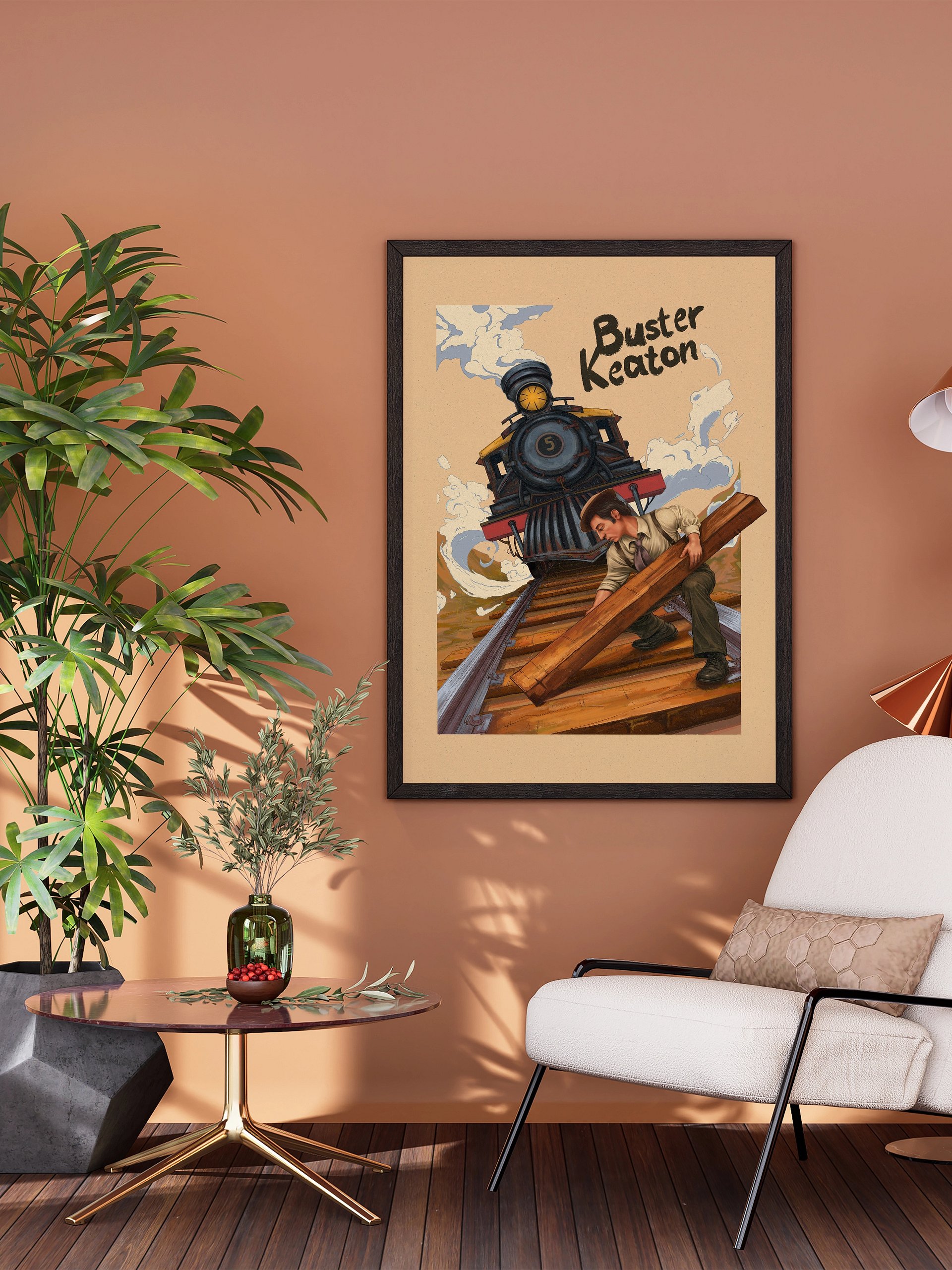 Buster Keaton & The Train (Framed Poster) product image (1)