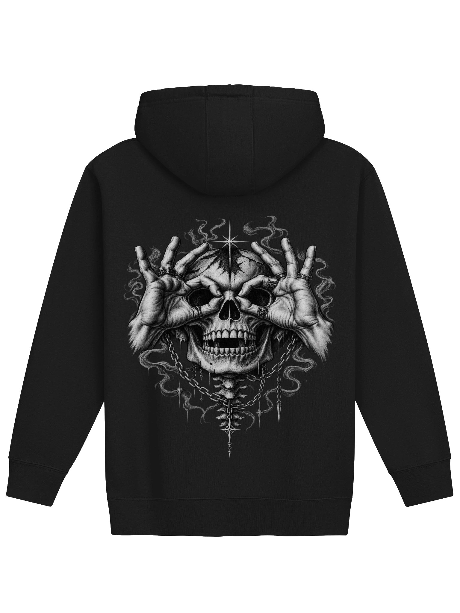 Dark Rose & Mystic Skull Graphic Hoodie | Gothic Surrealism Double-Sided Sweatshirt product image (2)
