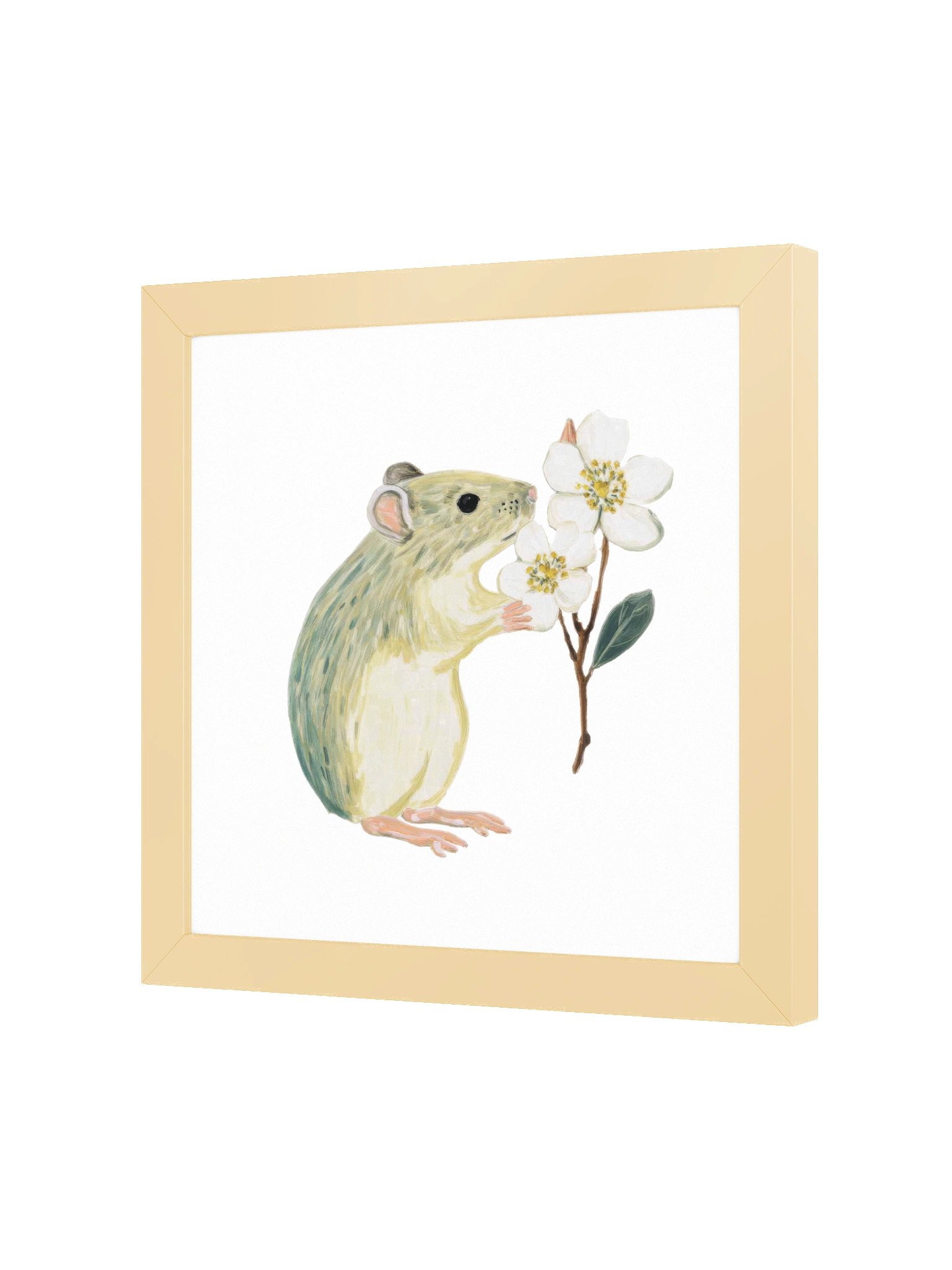 Gentle Gift — The Floral Mouse Framed Art Print (10x10") product image (2)