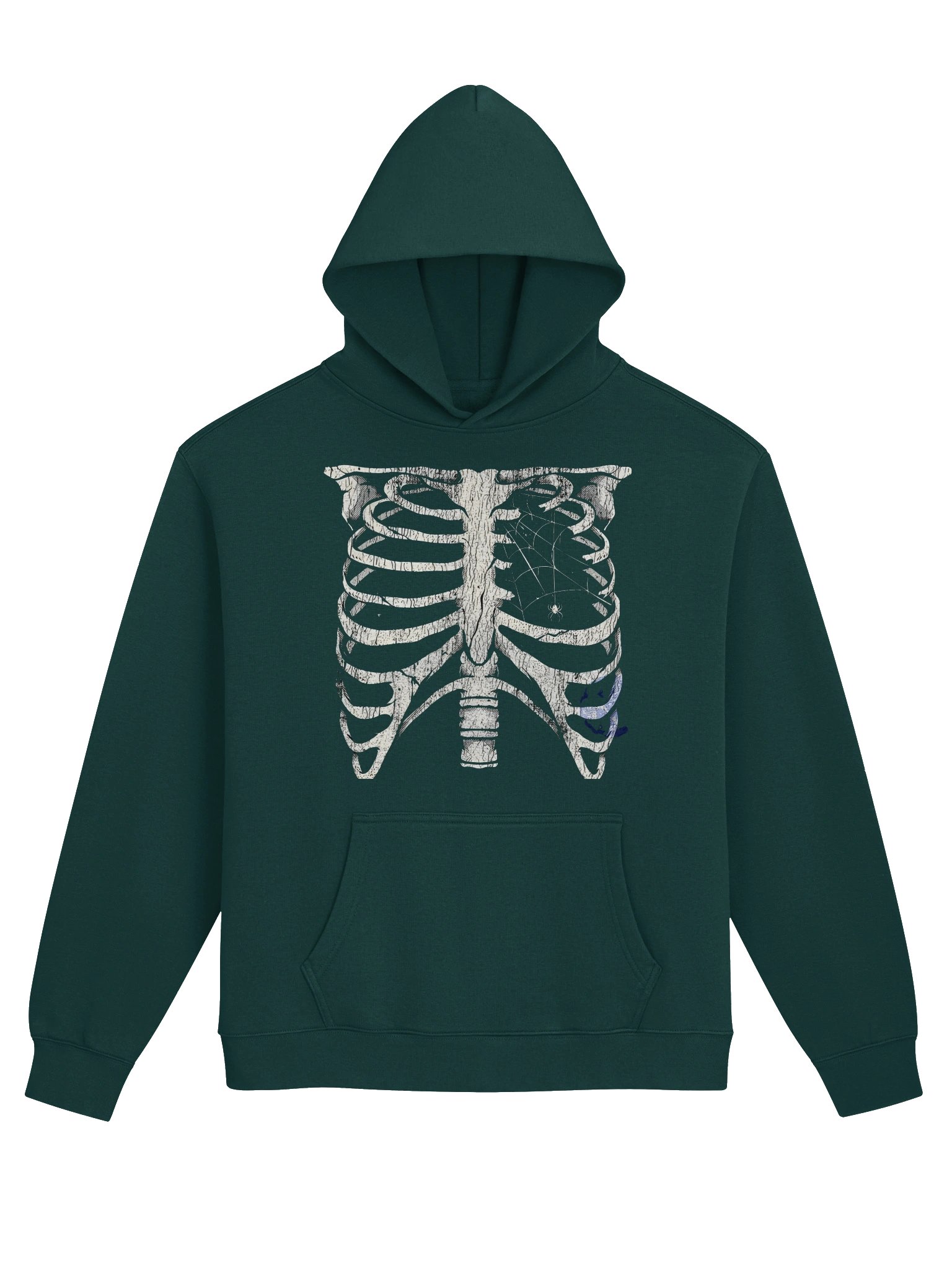 Vintage Rib Cage Graphic Hoodie – Dark Green Streetwear product image (4)