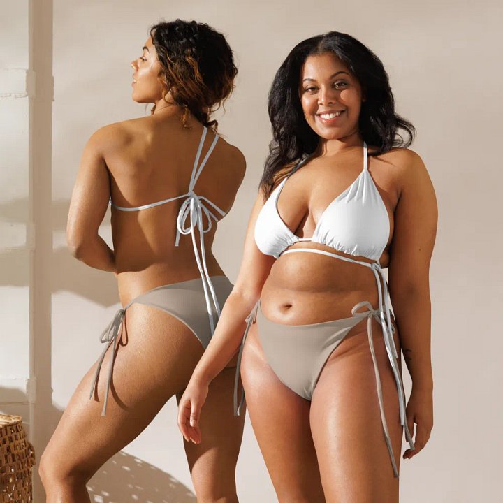 Zenith All-Over Print Recycled Padded String Bikini Top - Eco-Friendly White, Sizes 2XS-6XL product image (1)