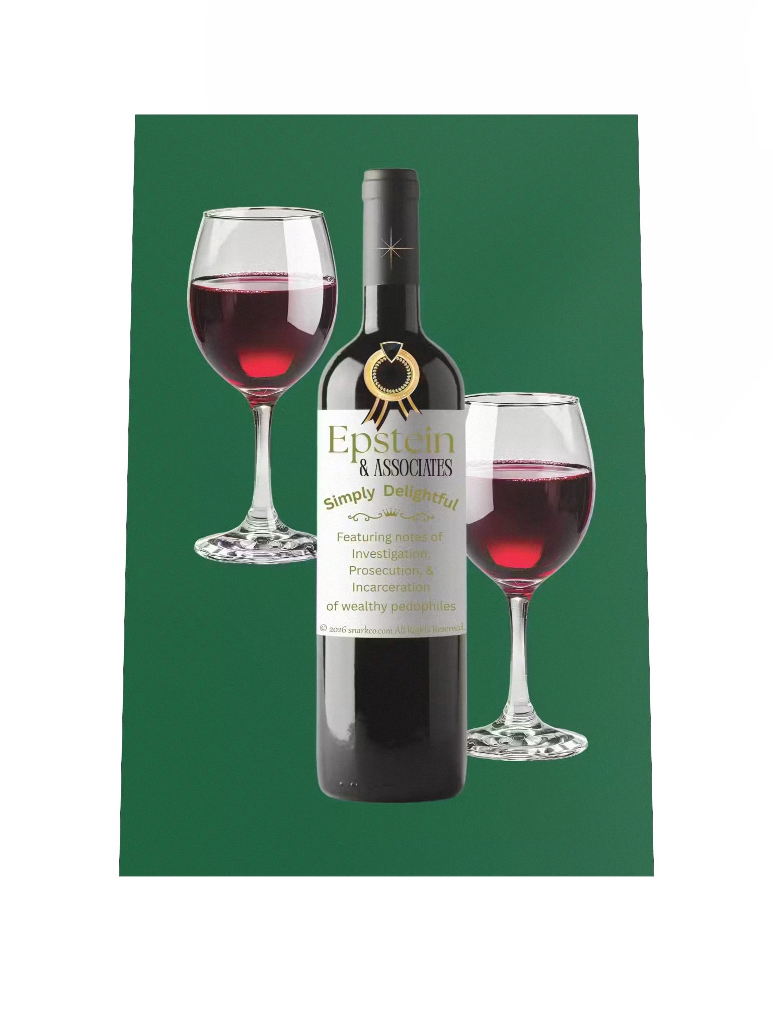 Green background "Epstein & Associates Simply Delightful" wine poster. product image (1)