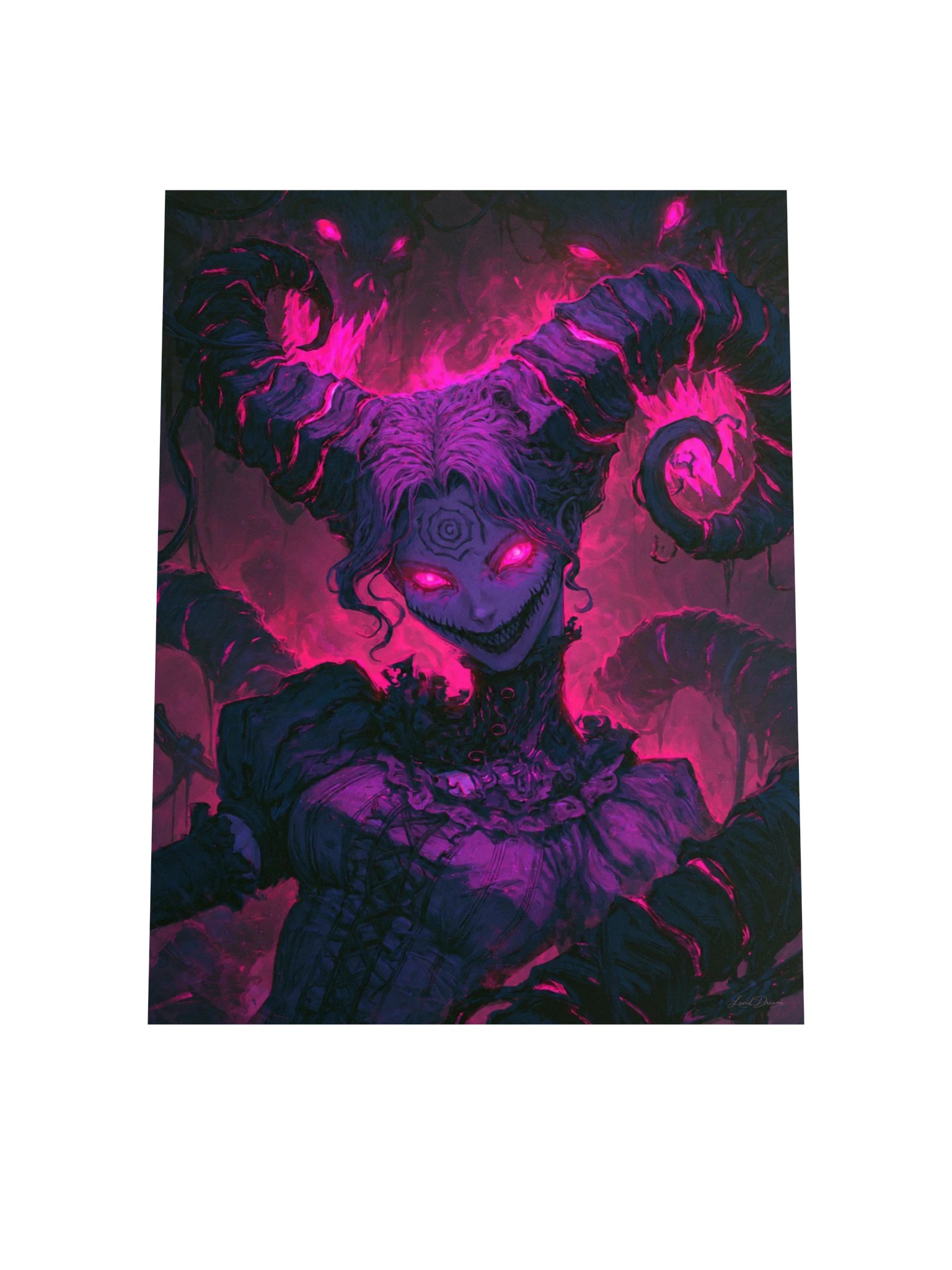 Horned Demon Art Print — Magenta Horned Nightmare product image (8)