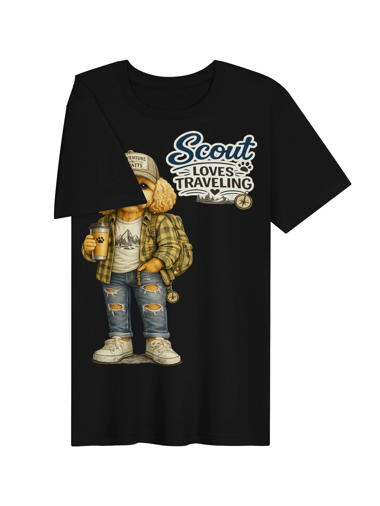 Scout Loves Traveling Adventure Dog Adult Tee product image (3)