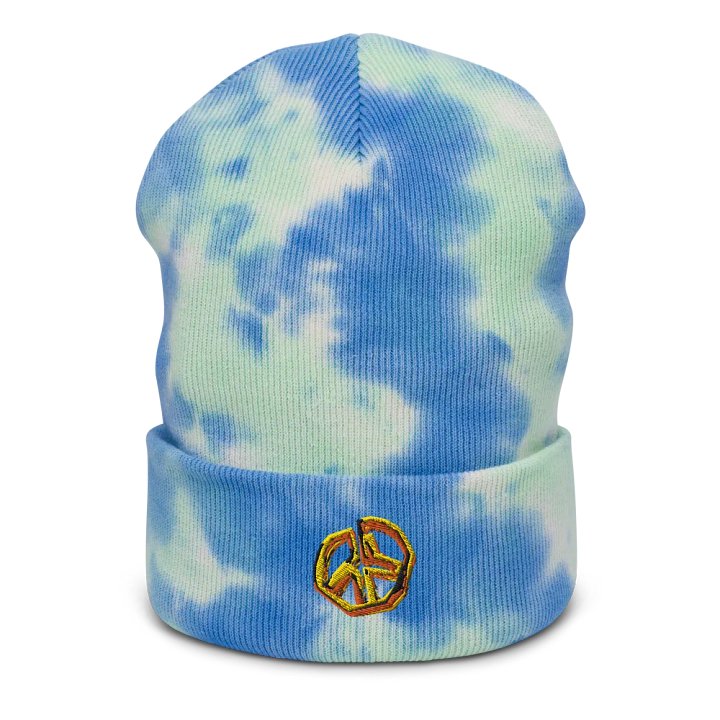 Pixeled Peace Embroidered Beenie (tie dye) product image (1)