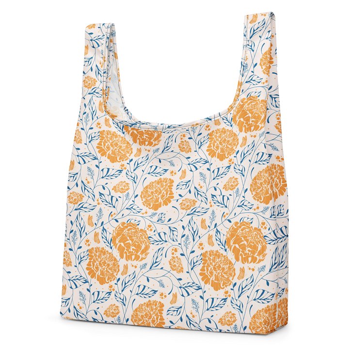 Orange Blossom Reusable Tote Shopping Bag Beautiful Flowers product image (2)