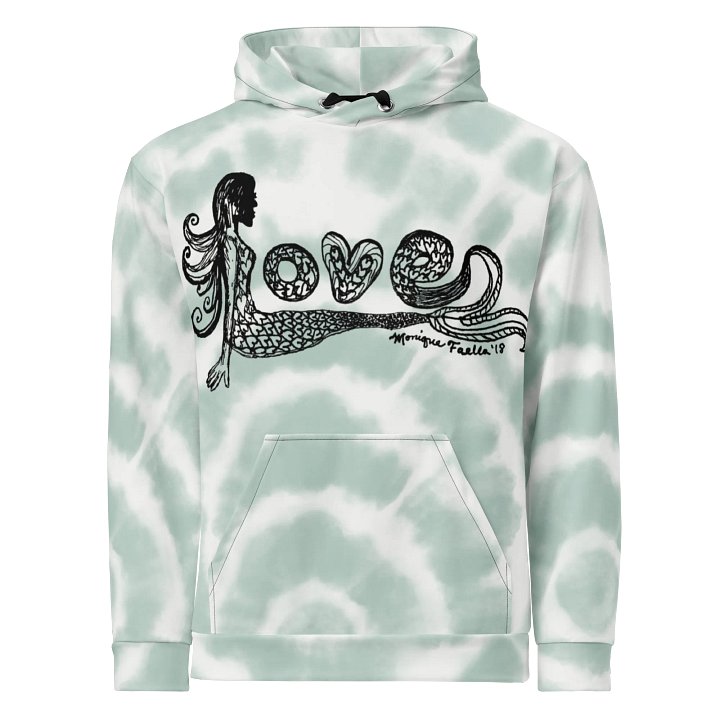 Mermaid Love | Black on Vapor Ripple | Comfy All-Over Print Unisex Hooded Sweatshirt | Ocean-Inspired | Monique Faella Designs™ product image (1)